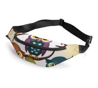 Fanny Pack for Men Women Owls Birds Waist Pack Small Belt Bag with Adjustable Strap Waterproof Sling Bag Fashion Crossbody Bag Bum Bag for Travel Hiking Running, white, 14.2x5.9 Inches