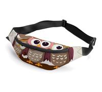 Fanny Pack for Men Women Owls Family Waist Pack Small Belt Bag with Adjustable Strap Waterproof Sling Bag Fashion Crossbody Bag Bum Bag for Travel Hiking Running, white, 14.2x5.9 Inches
