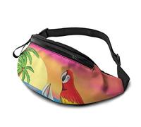 Fanny Pack for Men Women, Paradise Parrot Summer Waist Pack Bag with Belt Adjustable Sling Pocket Crossbody Shoulder Bag Chest Bag for Traveling Hiking Cycling Running