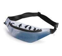 Fanny Pack for Men Women Penguins on The Iceberg Waist Pack Small Belt Bag with Adjustable Strap Waterproof Sling Bag Fashion Crossbody Bag Bum Bag for Travel Hiking Running, white, 14.2x5.9 Inches