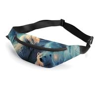 Fanny Pack for Men Women Polar Bears Northern Lightsprinted Crossbody Belt Bags Sports Waist Bag ForTravel Running Hiking Walking Workout, Polar Bears Northern Lights, 36*15cm