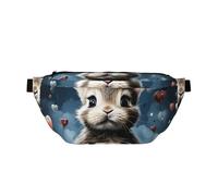 Fanny Pack for Men Women Pug Green Polka Dot Belt Bag with Adjustable Strap Fashion Waist Bag Waist Pack for Travel, Heart Shape and Bunny, One Size