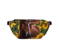 Fanny Pack for Men Women Pug Green Polka Dot Belt Bag with Adjustable Strap Fashion Waist Bag Waist Pack for Travel, Horse and Sunflower, One Size