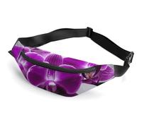 Fanny Pack for Men Women Purple Butterfly Orchid Waist Pack Small Belt Bag with Adjustable Strap Waterproof Sling Bag Fashion Crossbody Bag Bum Bag for Travel Hiking Running, white, 14.2x5.9 Inches