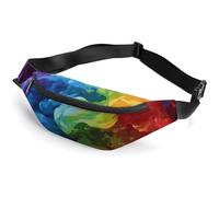 Fanny Pack for Men Women Rainbow Smoke Waist Pack Small Belt Bag with Adjustable Strap Waterproof Sling Bag Fashion Crossbody Bag Bum Bag for Travel Hiking Running, white, 14.2x5.9 Inches