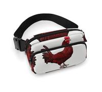 Fanny Pack for Men Women Red Chicken Belt Bag Lightweight Waist Bag Pack Full Printed Pack With Adjustable Strap For Running Hiking Travel, style, 20x13cm