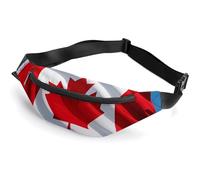 Fanny Pack for Men Women Retro Canada Flag Waist Pack Small Belt Bag with Adjustable Strap Waterproof Sling Bag Fashion Crossbody Bag Bum Bag for Travel Hiking Running, white, 14.2x5.9 Inches