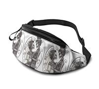 Fanny Pack for Men Women, Skull Day of The Dead Waist Pack Bag with Belt Adjustable Sling Pocket Crossbody Shoulder Bag Chest Bag for Traveling Hiking Cycling Running