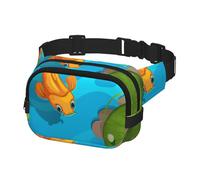 Fanny Pack for Men Women, Sports Waist Bag Pack, Belt Bag for Travel Hiking Running, Green Lotus Leaf and Koi Fish