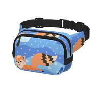 Fanny Pack for Men Women, Sports Waist Bag Pack, Belt Bag for Travel Hiking Running, Winter Forest Foxes Frolic