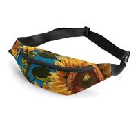 Fanny Pack for Men Women Sunflower Flower Waist Pack Small Belt Bag with Adjustable Strap Waterproof Sling Bag Fashion Crossbody Bag Bum Bag for Travel Hiking Running, white, 14.2x5.9 Inches