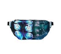 Fanny Pack for Men Women Sunflower on Black Background Belt Bag with Adjustable Strap Fashion Waist Bag Waist Pack for Travel, Beautiful Butterfly, One Size