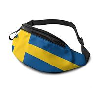 Fanny Pack for Men Women, Sweden Flag Waist Pack Bag with Belt Adjustable Sling Pocket Crossbody Shoulder Bag Chest Bag for Traveling Hiking Cycling Running