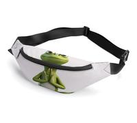 Fanny Pack for Men Women The Funny Frog Doing Yoga Waist Pack Small Belt Bag with Adjustable Strap Waterproof Sling Bag Fashion Crossbody Bag Bum Bag for Travel Hiking Running, white, 14.2x5.9 Inches