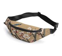 Fanny Pack for Men Women Traditional Chinese Painting Bird on Plum Tree Waist Pack Small Belt Bag with Adjustable Strap Waterproof Sling Bag Fashion Crossbody Bag Bum Bag for Travel Hiking Running,