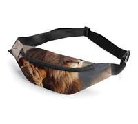Fanny Pack for Men Women Two Lionsprinted Crossbody Belt Bags Sports Waist Bag ForTravel Running Hiking Walking Workout, Two Lions, 36*15cm