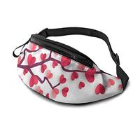 Fanny Pack for Men Women, Valentines Day Love Heart Trees Waist Pack Bag with Belt Adjustable Sling Pocket Crossbody Shoulder Bag Chest Bag for Traveling Hiking Cycling Running