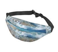 Fanny Pack for Men Women Waist Bag Adjustable Waist Pack Crossbody Belt Bag Cute Pomeranian dog Bum Bag, Blue Sea Sandy Beach, One Size