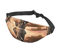 Fanny Pack for Men Women Waist Bag Adjustable Waist Pack Crossbody Belt Bag elephant on a bridge Bum Bag, Elephant On A Bridge, One Size
