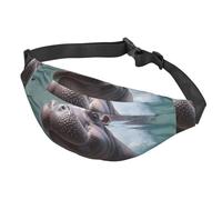 Fanny Pack for Men Women Waist Bag Adjustable Waist Pack Crossbody Belt Bag elephant on a bridge Bum Bag, Diving Hippo, One Size
