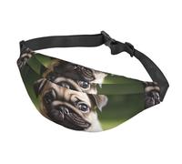 Fanny Pack for Men Women Waist Bag Adjustable Waist Pack Crossbody Belt Bag Fruit Under the Tree Bum Bag, Pug Puppies, One Size