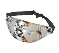 Fanny Pack for Men Women Waist Bag Adjustable Waist Pack Crossbody Belt Bag Lamb with A Lion On The Clouds Bum Bag, Animals Lemur Flowers Pattern, One Size
