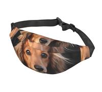 Fanny Pack for Men Women Waist Bag Adjustable Waist Pack Crossbody Belt Bag Lamb with A Lion On The Clouds Bum Bag, Long Haired Dachshund, One Size