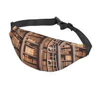 Fanny Pack for Men Women Waist Bag Adjustable Waist Pack Crossbody Belt Bag Lovely Rice Ball Bum Bag, Library Bookcase, One Size