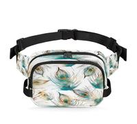 Fanny Pack for Men Women Waist Bag, Beautiful Peacock Feathers Colorful Art Design Adjustable & Waterproof Bum Belt Pouch for Travel Sports Hiking Running