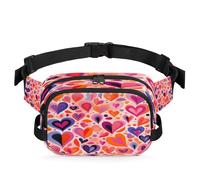 Fanny Pack for Men Women Waist Bag, Colorful Abstract Love Heart Romance Valentine's Day Adjustable & Waterproof Bum Belt Pouch for Travel Sports Hiking Running