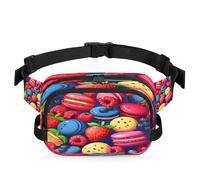 Fanny Pack for Men Women Waist Bag, Colorful Fruit and Macarons Sweet Food Adjustable & Waterproof Bum Belt Pouch for Travel Sports Hiking Running
