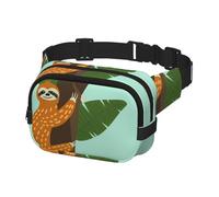 Fanny Pack for Men Women, Waist Bag for Hiking Running Biking Gym Outdoor Sports Travel Belt Bag, Cute Sloth Hanging on Tree