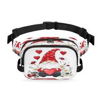 Fanny Pack for Men Women Waist Bag, Happy Valentines Day Gnome Love Hearts Adjustable & Waterproof Bum Belt Pouch for Travel Sports Hiking Running