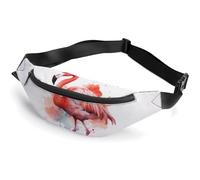 Fanny Pack for Men Women Watercolor Flamingo Waist Pack Small Belt Bag with Adjustable Strap Waterproof Sling Bag Fashion Crossbody Bag Bum Bag for Travel Hiking Running, white, 14.2x5.9 Inches