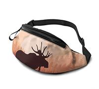 Fanny Pack for Men Women, Wild Moose Nature Landscape Waist Pack Bag with Belt Adjustable Sling Pocket Crossbody Shoulder Bag Chest Bag for Traveling Hiking Cycling Running