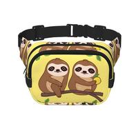 Fanny Pack for Men Women with Adjustable Belt for Travel Sports Hiking, Cute Sloth On Yellow Lemons, one size