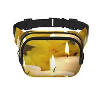 Fanny Pack for Men Women with Yellow and Red Fruit Pattern Adjustable Waist Pack for Travel Sports Hiking, Yellow Butterfly with White Candles, one size