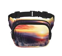 Fanny Pack for Men Women with Yellow and Red Fruit Pattern Adjustable Waist Pack for Travel Sports Hiking, Winter Sunset Landscape, one size