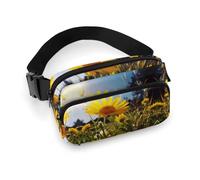 Fanny Pack for Men Women Yellow Flower Under The Sun Belt Bag Lightweight Waist Bag Pack Full Printed Pack With Adjustable Strap For Running Hiking Travel, style, 20x13cm