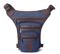 Fanny Pack for Motorcycle Rider Outdoor Sports Canvas Travel Hiking Climb Fanny Pack Belt Hip Bum Bags Men Drop Leg Waist Bag Motor Pannier Bag(Blue)