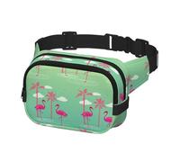 Fanny Pack for Running Women Men, Crossbody Belt Bag Waist Pack Bum Bag for Travel Workout Hiking, Pink Flamingos with Sunglasses