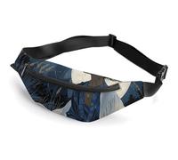 Fanny Pack for Women And Men Belt Bag Waist Pack A Group of Cats Waist Bag with Adjustable Strap, Sit in Front of the Moon, 36*15cm, Art Deco