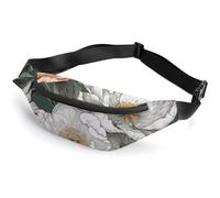 Fanny Pack for Women And Men Belt Bag Waist Pack A White Dove Flies By Waist Bag with Adjustable Strap, White and Peach Blossom, 36*15cm, Art Deco