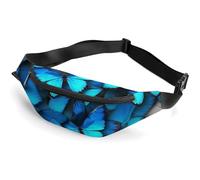 Fanny Pack for Women And Men Belt Bag Waist Pack Beige Geometric Shapes Waist Bag with Adjustable Strap, Many Blue butterfly, 36*15cm, Art Deco