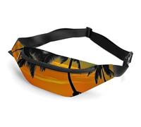Fanny Pack for Women And Men Belt Bag Waist Pack Birds Resting on Tree Branch Waist Bag with Adjustable Strap, Coconut Tree and Woman, 36*15cm, Art Deco