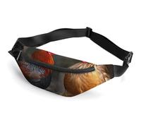 Fanny Pack for Women And Men Belt Bag Waist Pack Birds Resting on Tree Branch Waist Bag with Adjustable Strap, Rooster and Chicken, 36*15cm, Art Deco