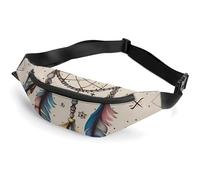 Fanny Pack for Women And Men Belt Bag Waist Pack Blue Graduation Waist Bag with Adjustable Strap, dream catcher and moon, 36*15cm, Art Deco