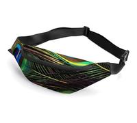 Fanny Pack for Women And Men Belt Bag Waist Pack Blue Graduation Waist Bag with Adjustable Strap, Peacock Feathers, 36*15cm, Art Deco