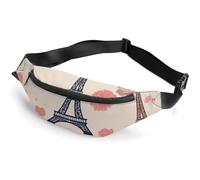 Fanny Pack for Women And Men Belt Bag Waist Pack Blue Graduation Waist Bag with Adjustable Strap, Take Me to Paris, 36*15cm, Art Deco
