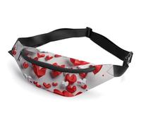 Fanny Pack for Women And Men Belt Bag Waist Pack Broken Wall Elephant Waist Bag with Adjustable Strap, Heart on White Background, 36*15cm, Art Deco